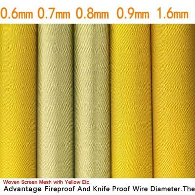 0.6mm 0.7mm 0.8mm 0.9mm 1.0mm 1.6mm Woven Screen Mesh with Yellow Etc. Advantage Fireproof And Knife Proof Wire Diameter